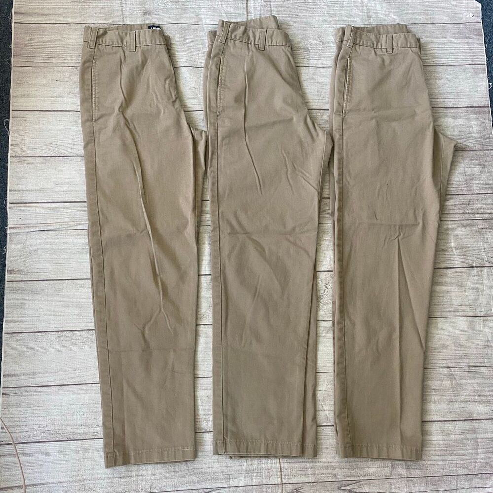 Lands’ End men 30 flat front chino pants tan 3 bundle